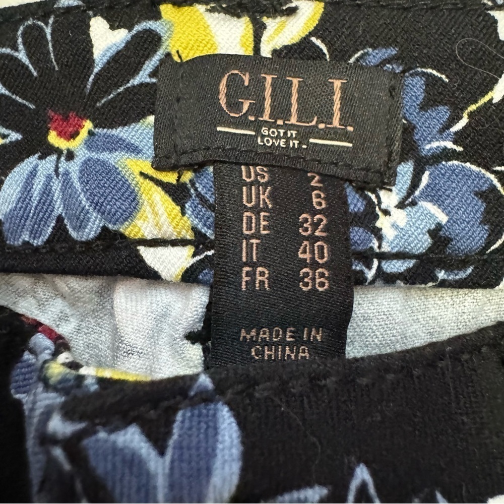 GILI Dual Stretch Colored Denim Ankle Jeggings Jeans Black Floral Size 2 NEW - Picture 6 of 11